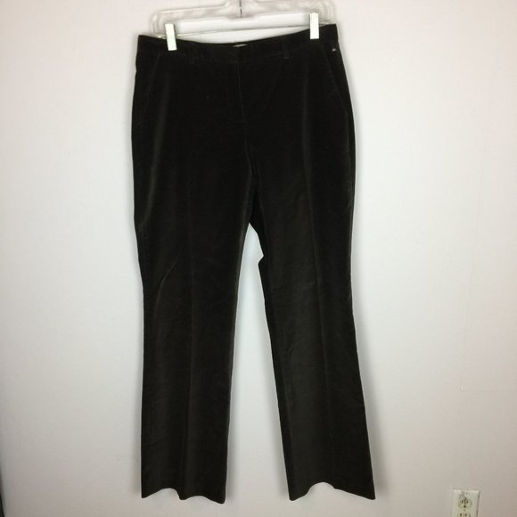 Calvin Klein Dress Pants Size 8 Womens Brown Velvet Boot Cut Mid Rise Career - Picture 1 of 12